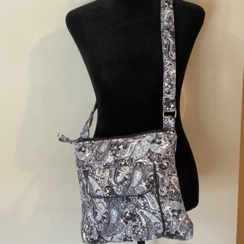 Quilted Paisley Crossbody Bag in Navy and Light Blue, NWOT